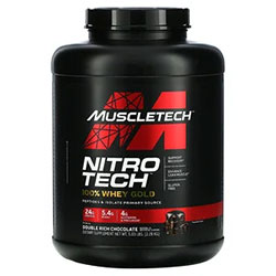 【iHerb】Muscletech, Nitro Tech（ニトロテック）、100％ホエイゴールド、ホエイプロテインパウダー、ダブルリッチチョコレート、2.28kg（5.03ポンド）